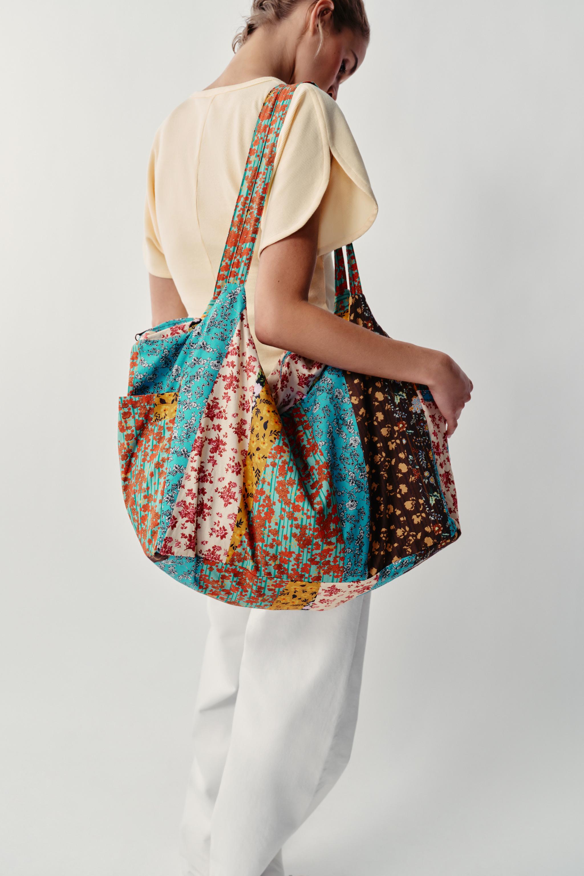 100% COTTON FLORAL PRINT MAXI BAG